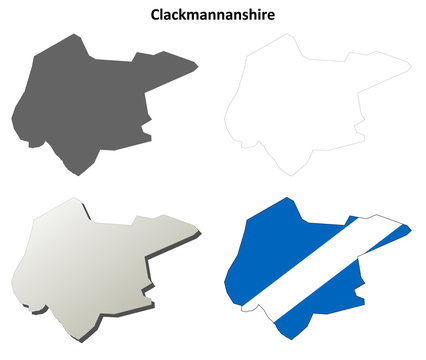 Clackmannanshire Blank Outline Map Set