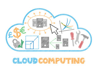 Naklejka premium CLOUD COMPUTING Vector Web Symbols