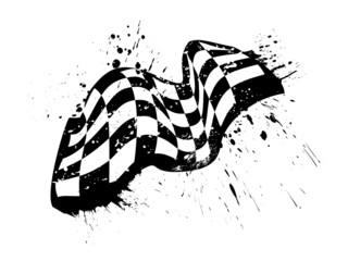 checkered race flag grunge vector design