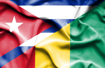 Waving flag of Guinea and Cuba