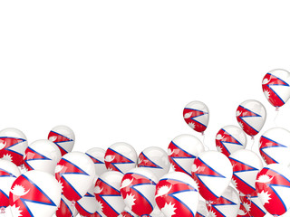 Flying balloons with flag of nepal