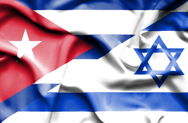 Waving flag of Israel and Cuba