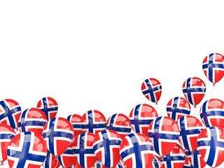 Flying balloons with flag of norway