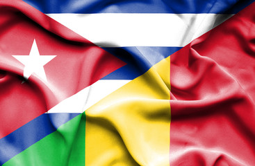 Fototapeta premium Waving flag of Mali and Cuba