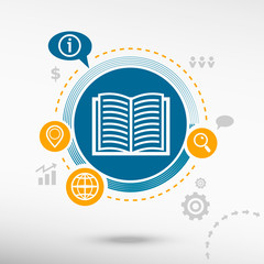 Book icon and creative design elements