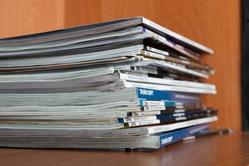Magazine, magazines, stack.