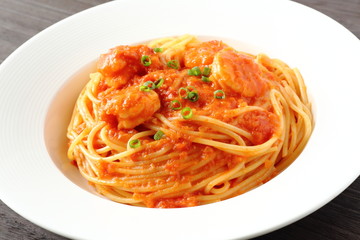 海老とトマトのクリームパスタ