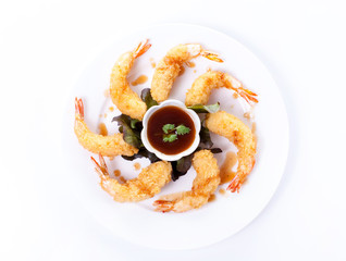 Deep fried shrimp with sauce