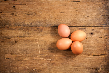 Eggs on a wooden table