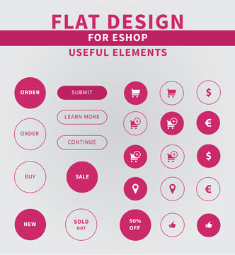 Flat Design Elements Of Eshop Icons