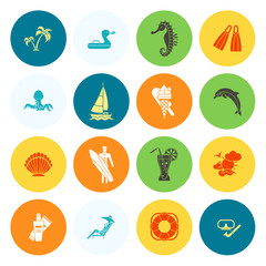 Summer and Beach Simple Flat Icons