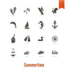 Summer and Beach Simple Flat Icons