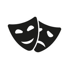 The theater and  mask icon. Drama, comedy, tragedy symbol. Flat