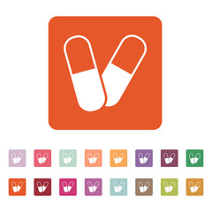 The pill icon. Tablet and antibiotic, vitamins symbol. Flat