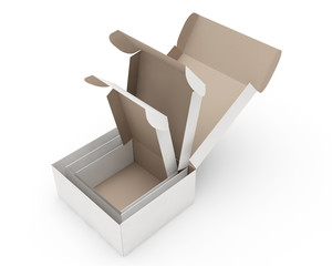 three cardboard boxes