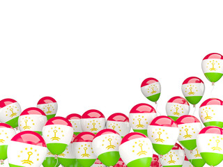 Flying balloons with flag of tajikistan