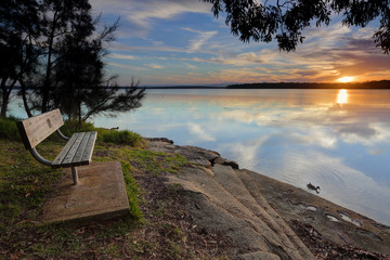 Seat with a sunset view St Georges Basin