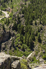 The Wayne N. Aspinall Stairs. Parking lot is upper left and stairs extend to the river at lower right.