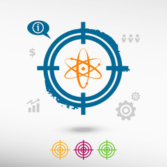 Obraz premium Atom molecule on target icons background