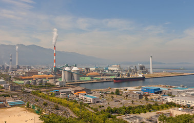View of Paper Factory and port, Shikokuchuo city, Japan