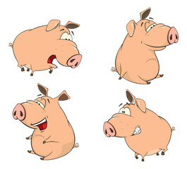 Set of cheerful pigs Cartoon 