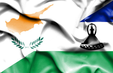 Waving flag of Lesotho and Cyprus