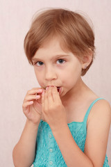 little girl with sweet cherries