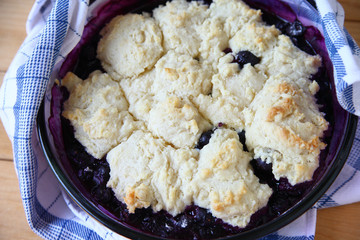Freshly-baked blueberry cobbler