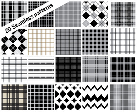 big set patterns, plaid style , pattern swatches included for il