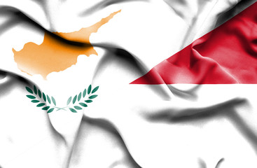 Waving flag of Monaco and Cyprus