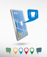 Tooth icon and perspective smartphone vector realistic