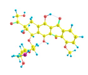 Doxorubicin molecule isolated on white