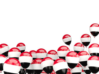 Flying balloons with flag of yemen