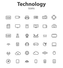 Technology line icons, vector illustrations