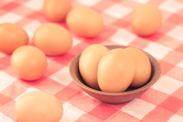 eggs put on the table in the kitchen