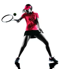 Rolgordijnen woman tennis player sadness silhouette © snaptitude