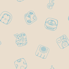 Seamless background with American Indians relics dingbats characters