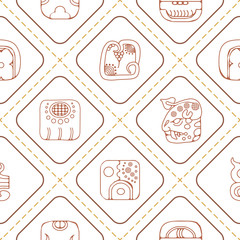 Seamless background with American Indians relics dingbats characters