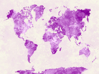 Fototapeta World map in watercolor pink obraz