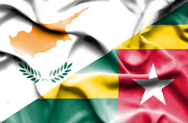 Waving flag of Togo and Cyprus
