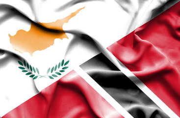 Waving flag of Trinidad and Tobago and Cyprus