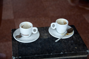 two empty coffee cups