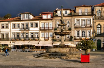 Main square Largo de Camoes with the fountain in Ponte de Lima