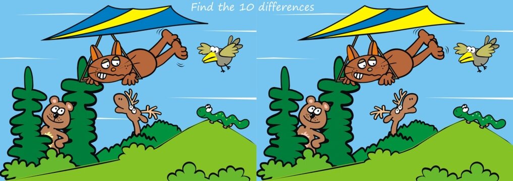 animals, find ten differences