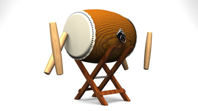 Loopable Asian Drum And Sticks On White Background