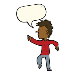 cartoon man pointing with speech bubble