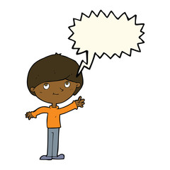 cartoon happy boy with speech bubble