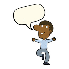 cartoon happy man with speech bubble