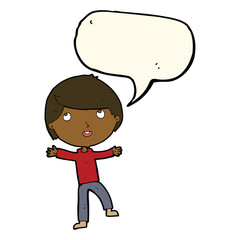 cartoon happy boy with speech bubble