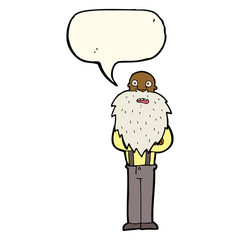 cartoon bearded old man with speech bubble